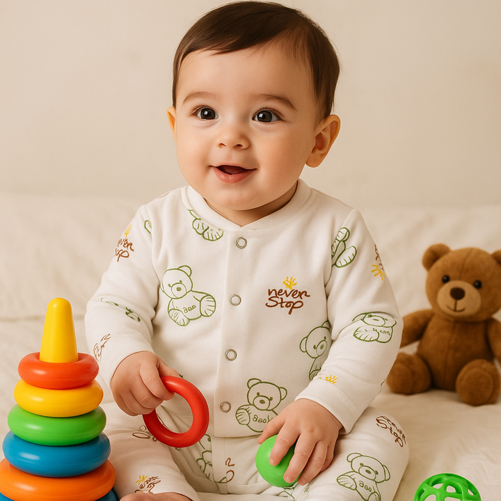 SUNSHINE BABY WINTER SLEEPSUIT BEAR WHITE 3-6M