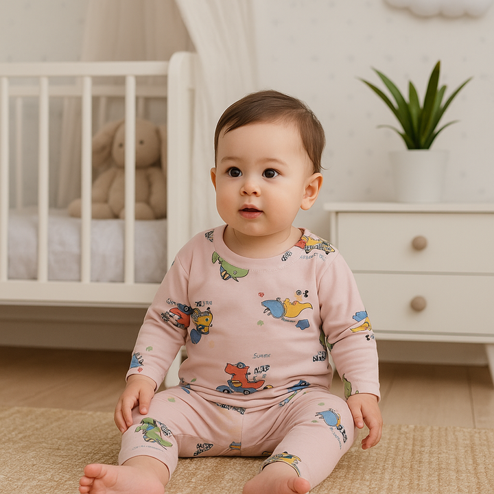 SUNSHINE BABY WINTER PAJAMA SET DINO BABY PINK T.G DUCK (L) 3Y