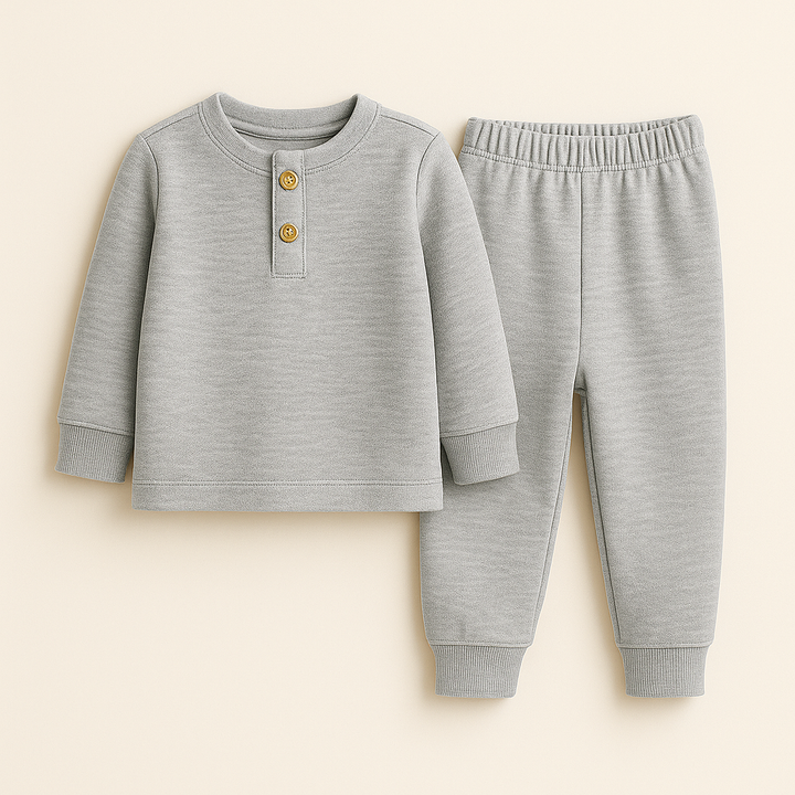SUNSHINE KIDS HENLEY INNERWEAR SWAN TEXTURED LIGHT GREY24(7-8Y)