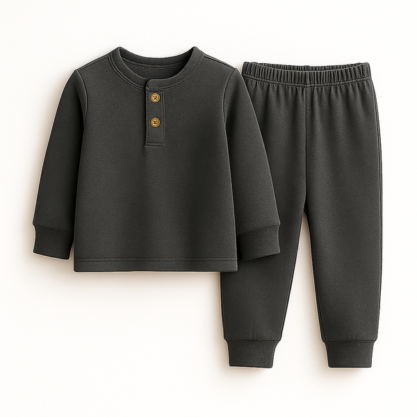 SUNSHINE KIDS HENLEY INNERWEAR SWAN CHARCOAL 24(7-8Y)