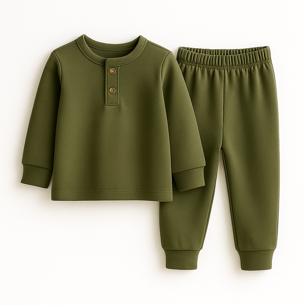 SUNSHINE KIDS HENLEY INNERWEAR SWAN OLIVE GREEN 24(7-8Y)