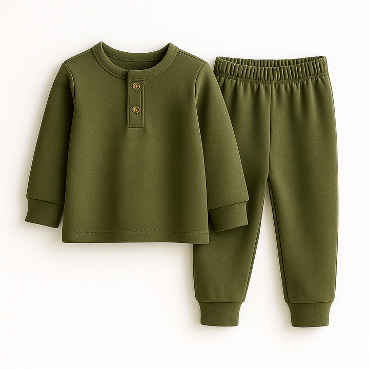 SUNSHINE KIDS HENLEY INNERWEAR SWAN OLIVE GREEN 24(7-8Y)