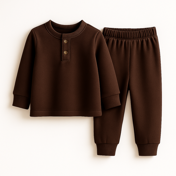 SUNSHINE KIDS HENLEY INNERWEAR SWAN DARK BROWN 24(7-8Y)