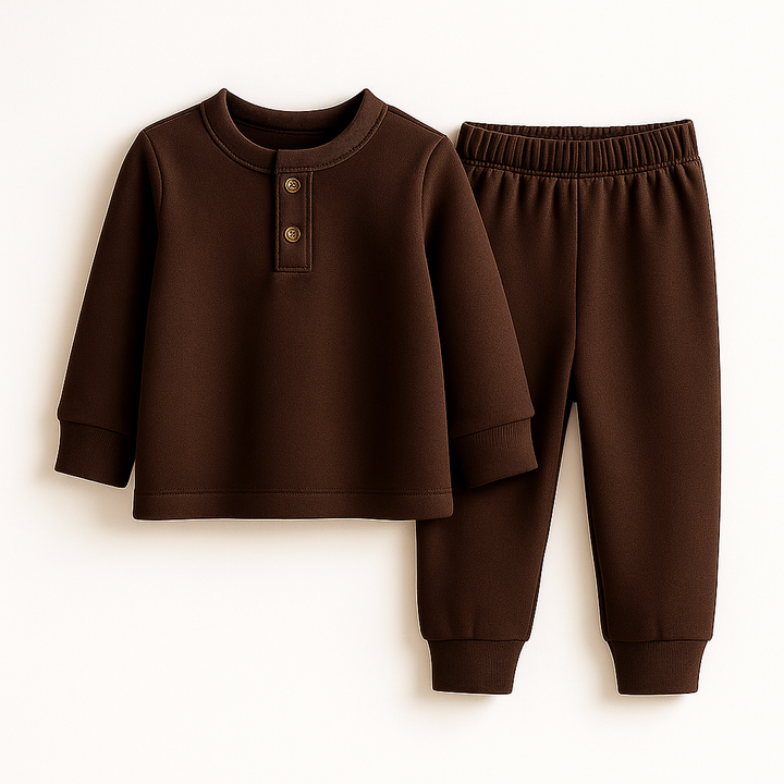 SUNSHINE KIDS HENLEY INNERWEAR SWAN DARK BROWN 24(7-8Y)