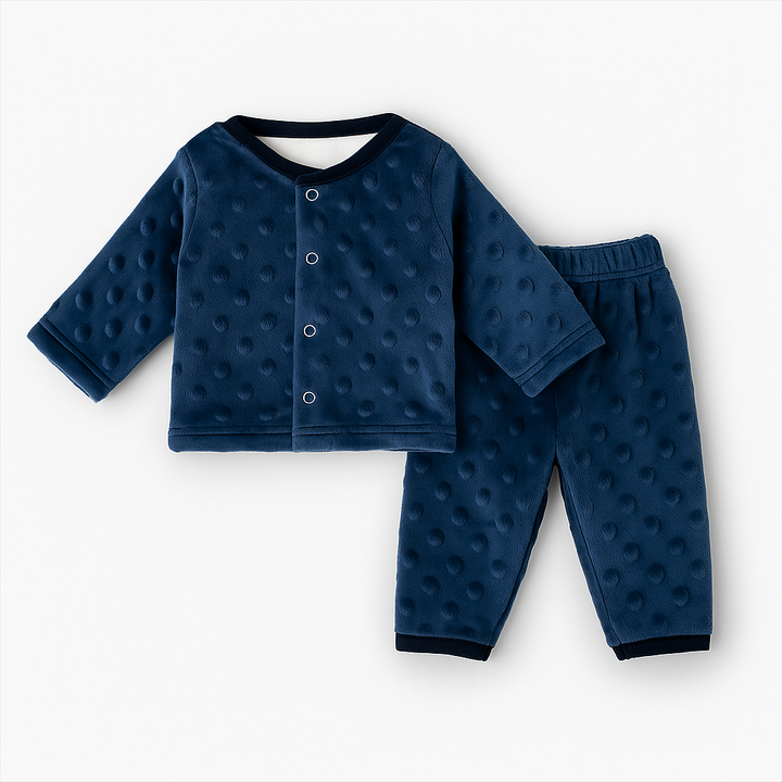 SUNSHINE BABY FLEECE SLEEPSUIT BUBBLES NAVY BLUE (3-6M)