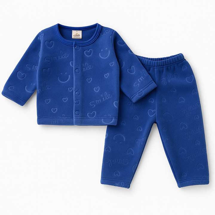 SUNSHINE BABY FLEECE SLEEPSUIT HEARTS DARK BLUE (3-6M)