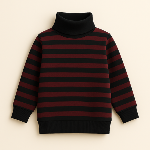 Kids Mock Neck Stripes Red - Sunshine