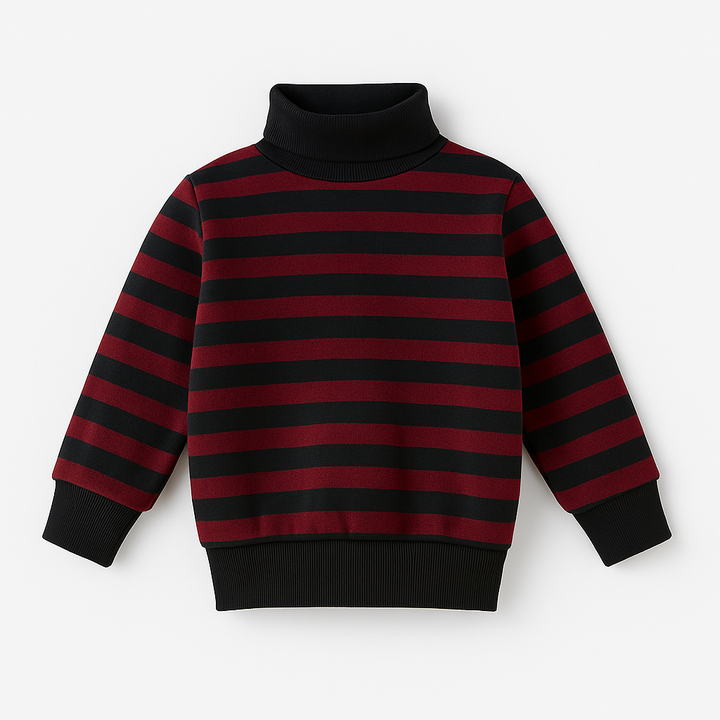 SUNSHINE BABY MOCK NECK STRIPES RED & BLACK L 3-4Y