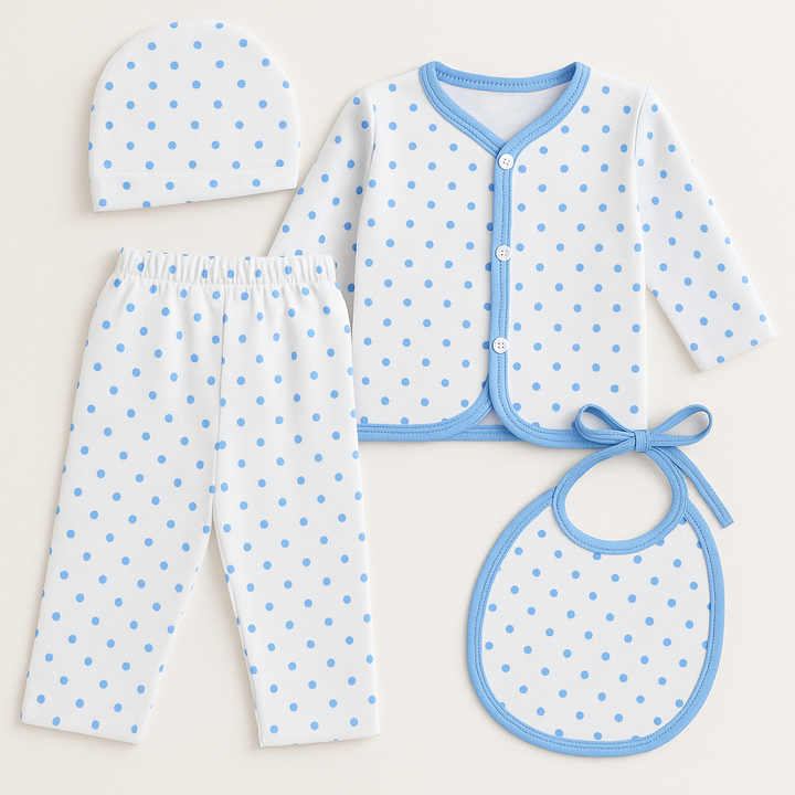 SUNSHINE BABY FS GIFT SET DOTS BLUE  4 PCS  (NB)