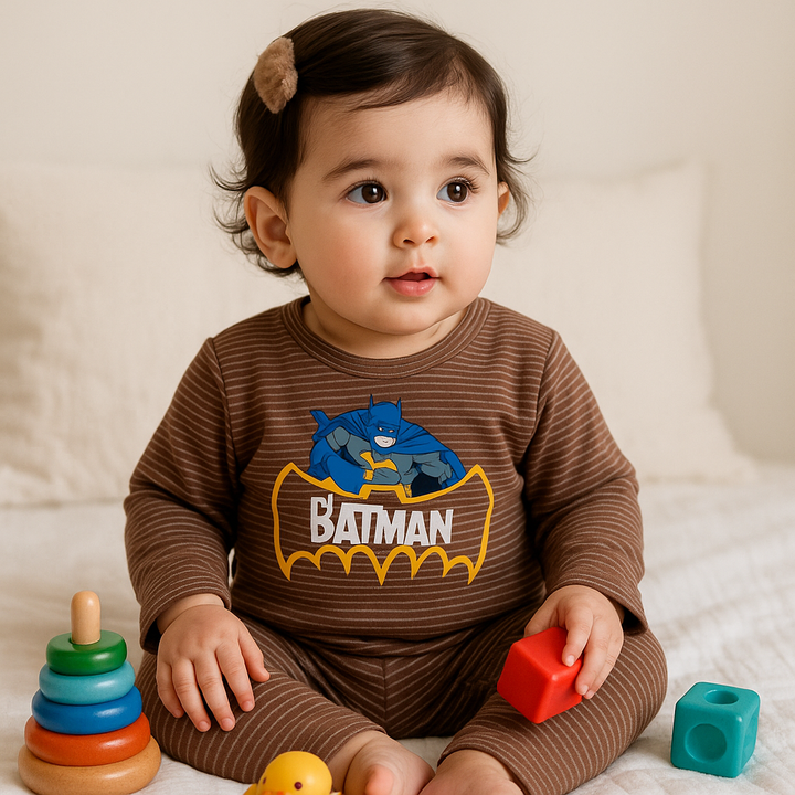SUNSHINE BABY PAJAMA SET BATMAN NARROW STRIPES BROWN 12-18 M