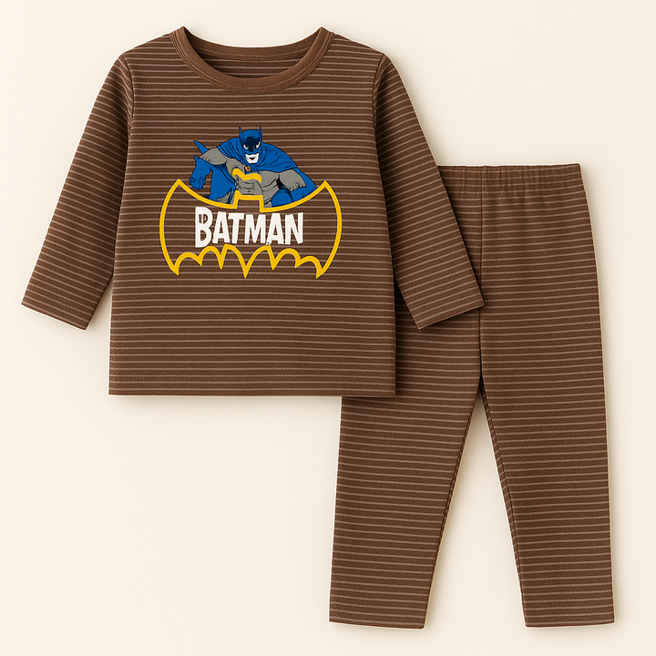 SUNSHINE BABY PAJAMA SET BATMAN NARROW STRIPES BROWN 12-18 M