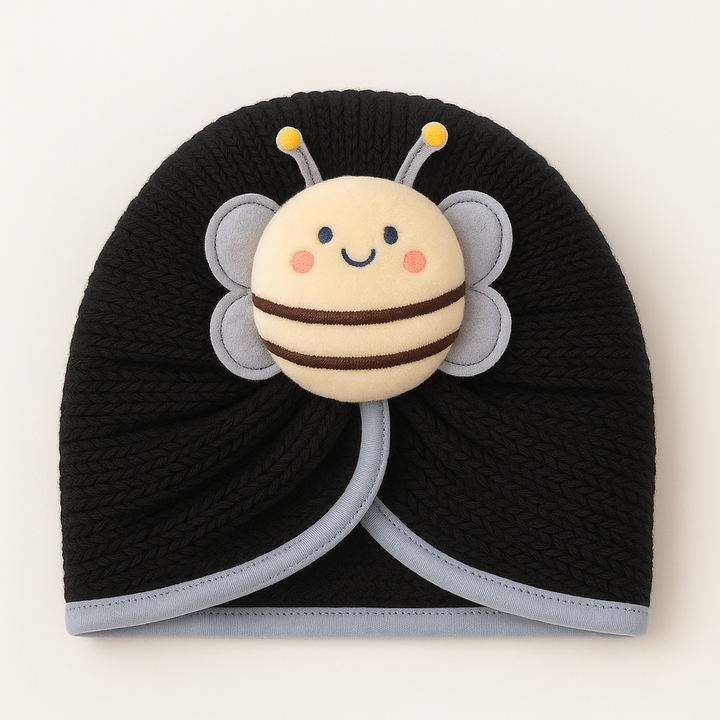 SUNSHINE BABY TURBAN CAP BEE BLACK