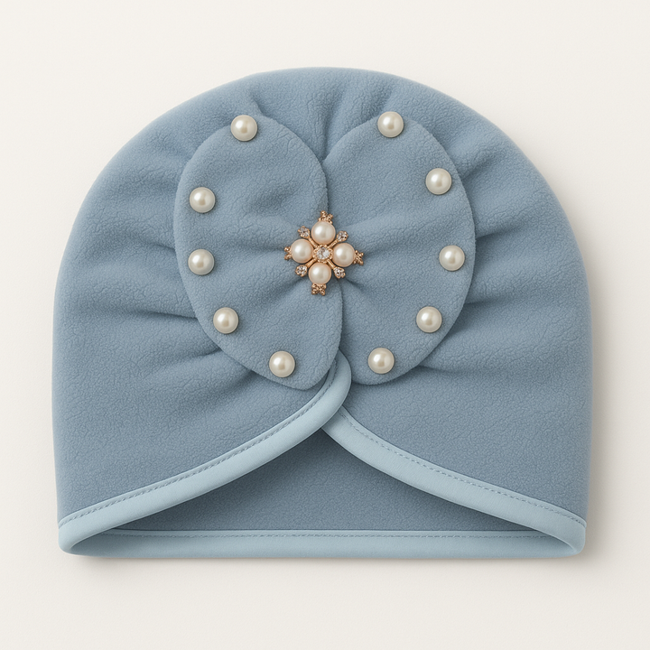 SUNSHINE BABY TURBAN CAP PEARLS GREY