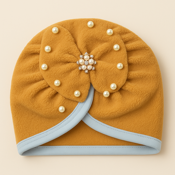 SUNSHINE BABY TURBAN CAP PEARLS BROWN