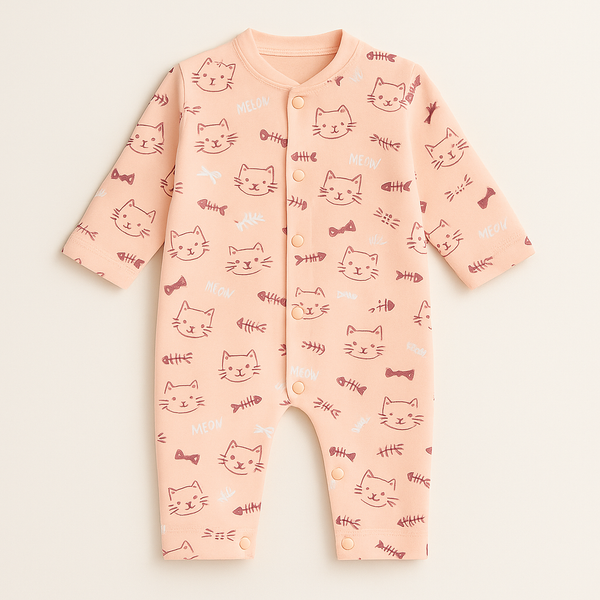 SUNSHINE BABY WINTER SOFT ROMPER MULTI CATS PINK 9-12M