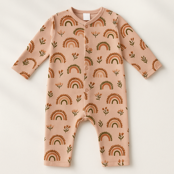 SUNSHINE BABY WINTER SOFT ROMPER MULTI PLANTS PINK 9-12M