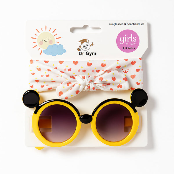 SUNSHINE BABY HEADBAND AND MICKEY GLASSES SET YELLOW