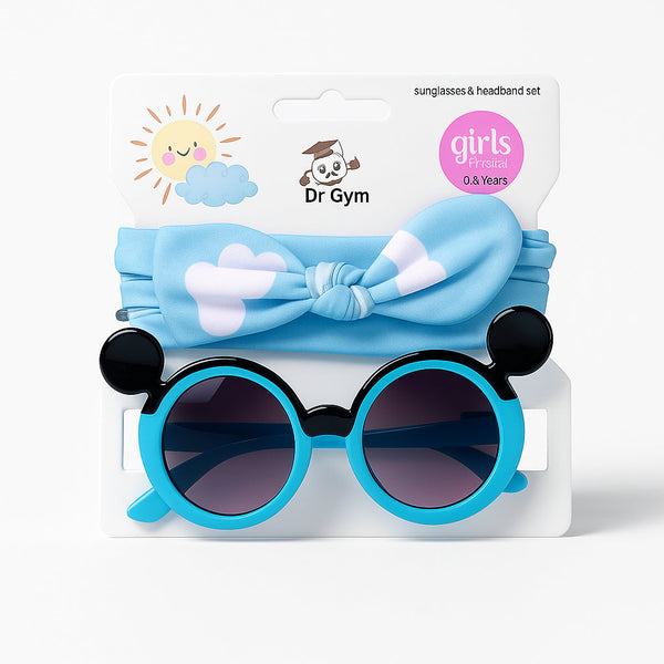 SUNSHINE BABY HEADBAND AND MICKEY GLASSES SET BLUE