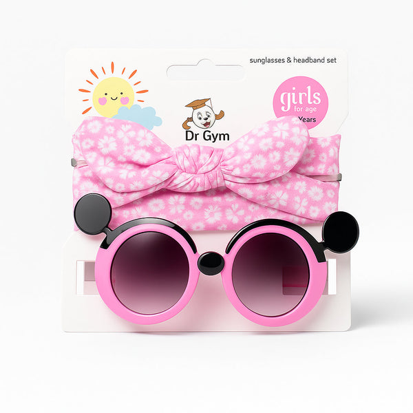 SUNSHINE BABY HEADBAND AND MICKEY GLASSES SET PINK