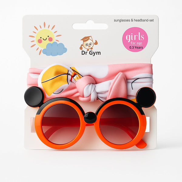 SUNSHINE BABY HEADBAND AND MICKEY GLASSES SET ORANGE
