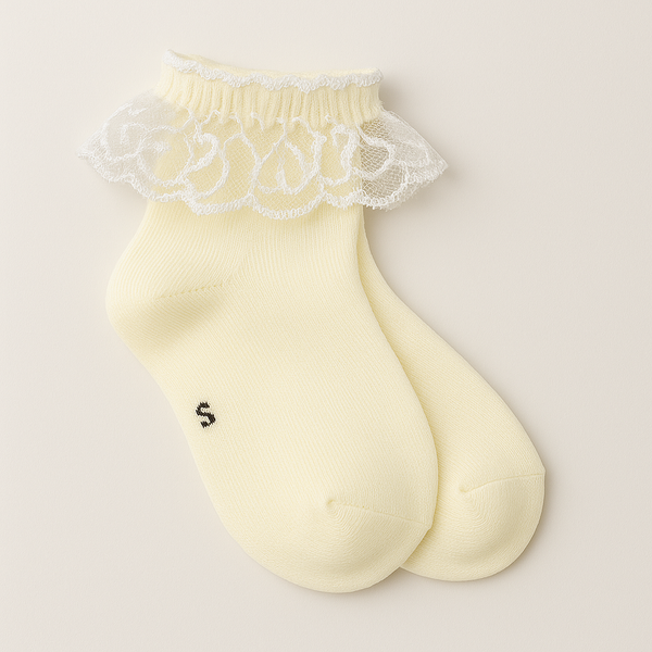 SUNSHINE BABY SOCKS FRILL YELLOW 6INCH