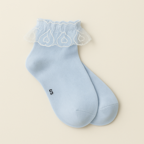 SUNSHINE BABY SOCKS FRILL BLUE 6INCH