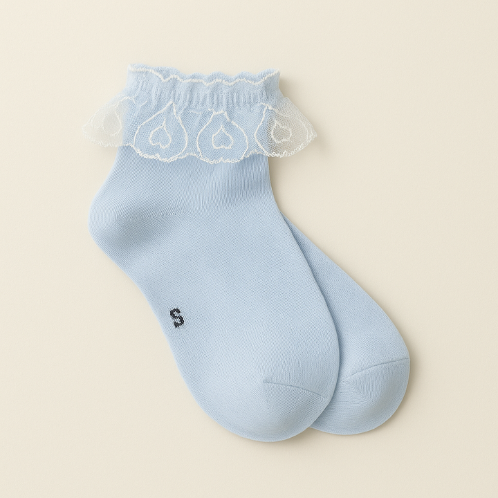 SUNSHINE BABY SOCKS FRILL BLUE 6INCH