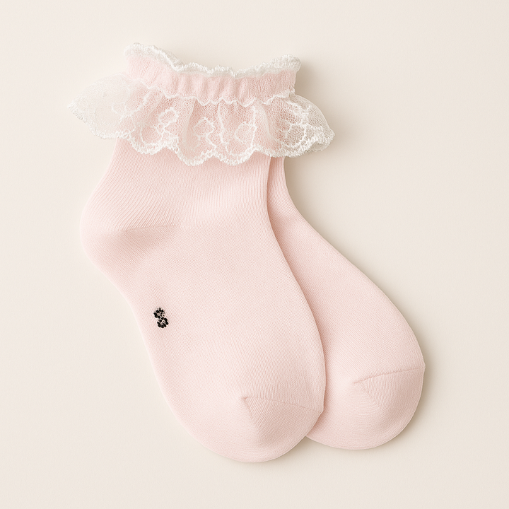 SUNSHINE BABY SOCKS FRILL PINK 6INCH