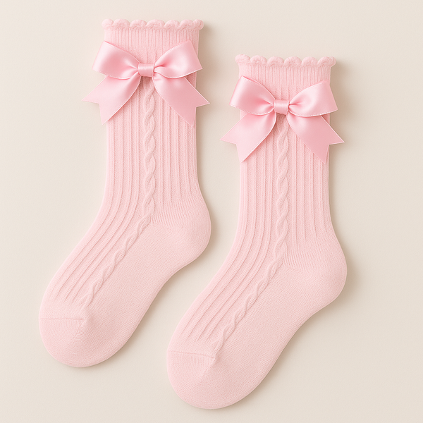 SUNSHINE KIDS FANCY SOCKS BOW PINK M NO BC683 3-4Y