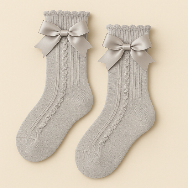 SUNSHINE KIDS FANCY SOCKS BOW GREY M NO BC683 3-4Y