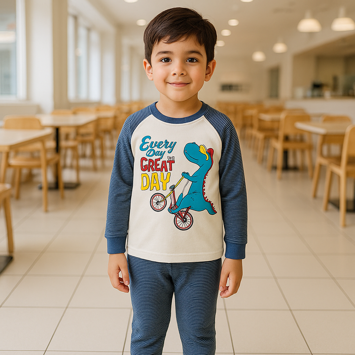 SUNSHINE BABY WINTER PAJAMA SET DINO CYCLE NAVY BLUE T.G DUCK (S) 3Y