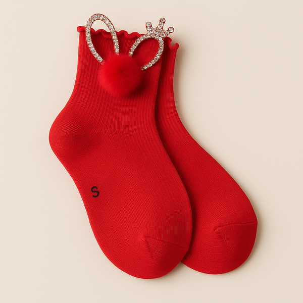 SUNSHINE BABY FANC STRETCHABLE SOCK HEART RED M 3-4Y