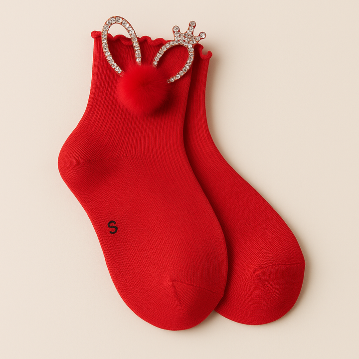 SUNSHINE BABY FANC STRETCHABLE SOCK HEART RED M 3-4Y