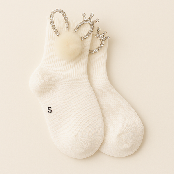 SUNSHINE BABY FANC STRETCHABLE SOCK HEART OFF WHITE M 3-4Y