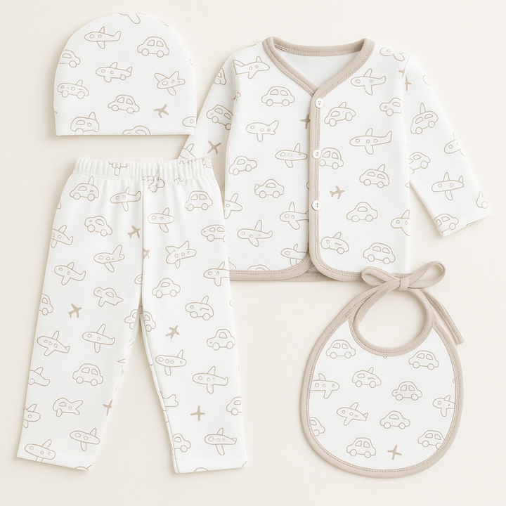 SUNSHINE BABY FS GIFT SET CARS & AEROPLANE 4 PCS GREY (NB)