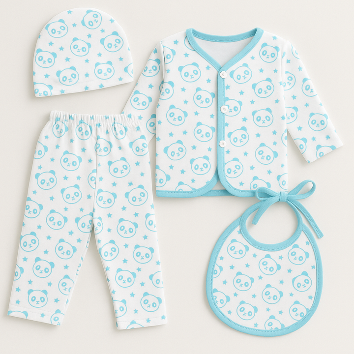 SUNSHINE BABY FS GIFT SET FLEECE PANDA 4 PCS BLUE(NB)