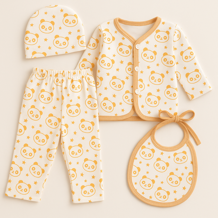 SUNSHINE BABY FS GIFT SET FLEECE PANDA 4 PCS YELLOW(NB)