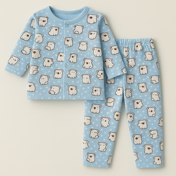 SUNSHINE BABY WINTER FLEECE SLEEPSUIT MULTI BEARS BLUE 3-6 MONTHS