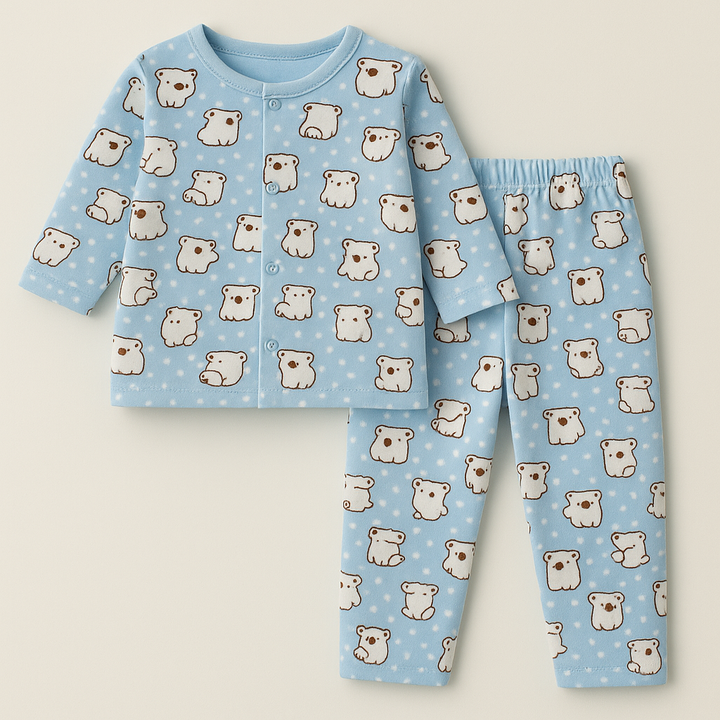SUNSHINE BABY WINTER FLEECE SLEEPSUIT MULTI BEARS BLUE 3-6 MONTHS