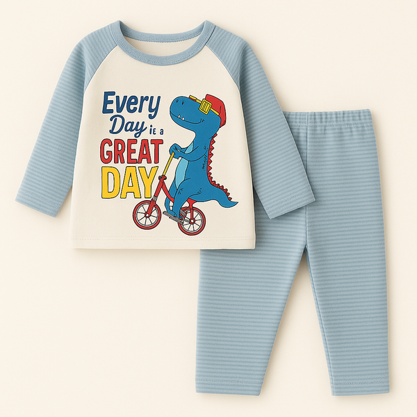 SUNSHINE BABY WINTER PAJAMA SET DINO CYCLE SEA GREEN T.G DUCK (L) 3Y