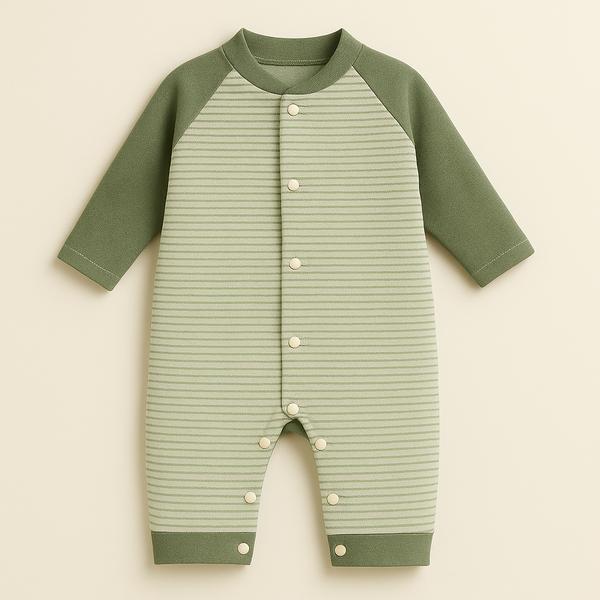 SUNSHINE BABY WINTER FLEECE ROMPER STRIPES GREEN 3-6M