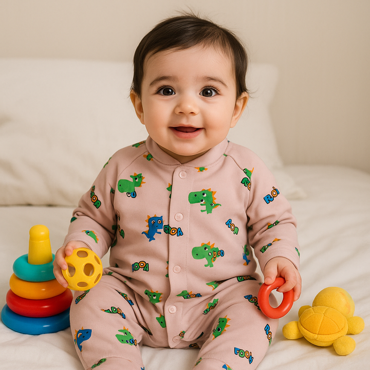 SUNSHINE BABY WINTER ROMPER MULTI DINOSAURS BEIGE 3-6M