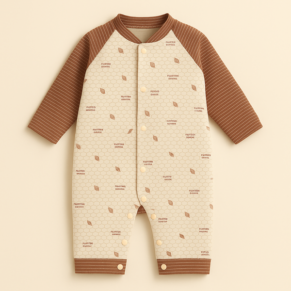 SUNSHINE BABY WINTER ROMPER LEAVES BROWN 3-6M