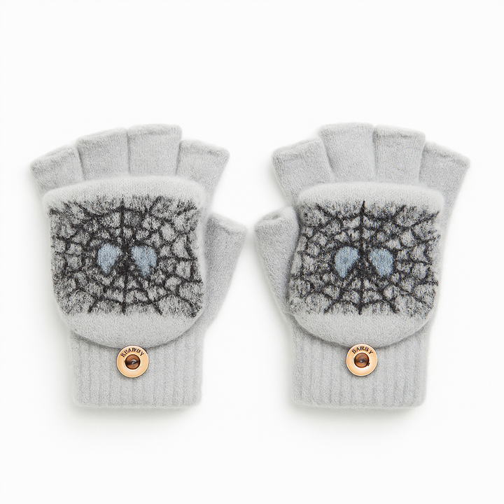 SUNSHINE BABY FLEECE GLOVES HALF-FINGERS SPIDER GREY