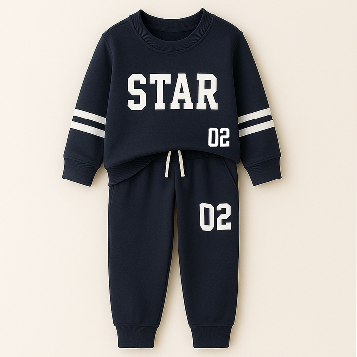 SUSNHINE KIDS FLEECE TRACKSUIT STAR NAVY BLUE 4Y