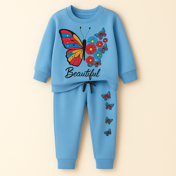 SUSNHINE KIDS FLEECE TRACKSUIT BUTTERFLY BLUE 4Y