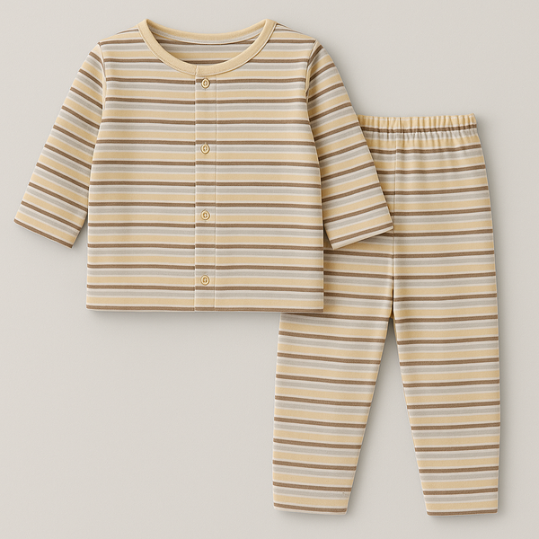 SUNSHINE BABY WINTER SLEEPSUIT STRIPES BEIGE 3-6M