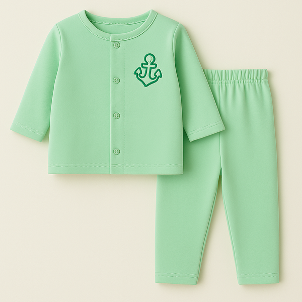 SUNSHINE BABY SOFT COTTON SLEEPSUIT ANCHOR GREEN 3-6M