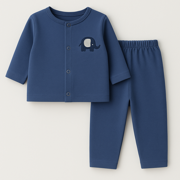 SUNSHINE BABY SOFT COTTON SLEEPSUIT ELEPHANT BLUE 3-6M