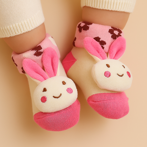 SUNSHINE BABY BOOTIES WHITE & PINK BUNNY